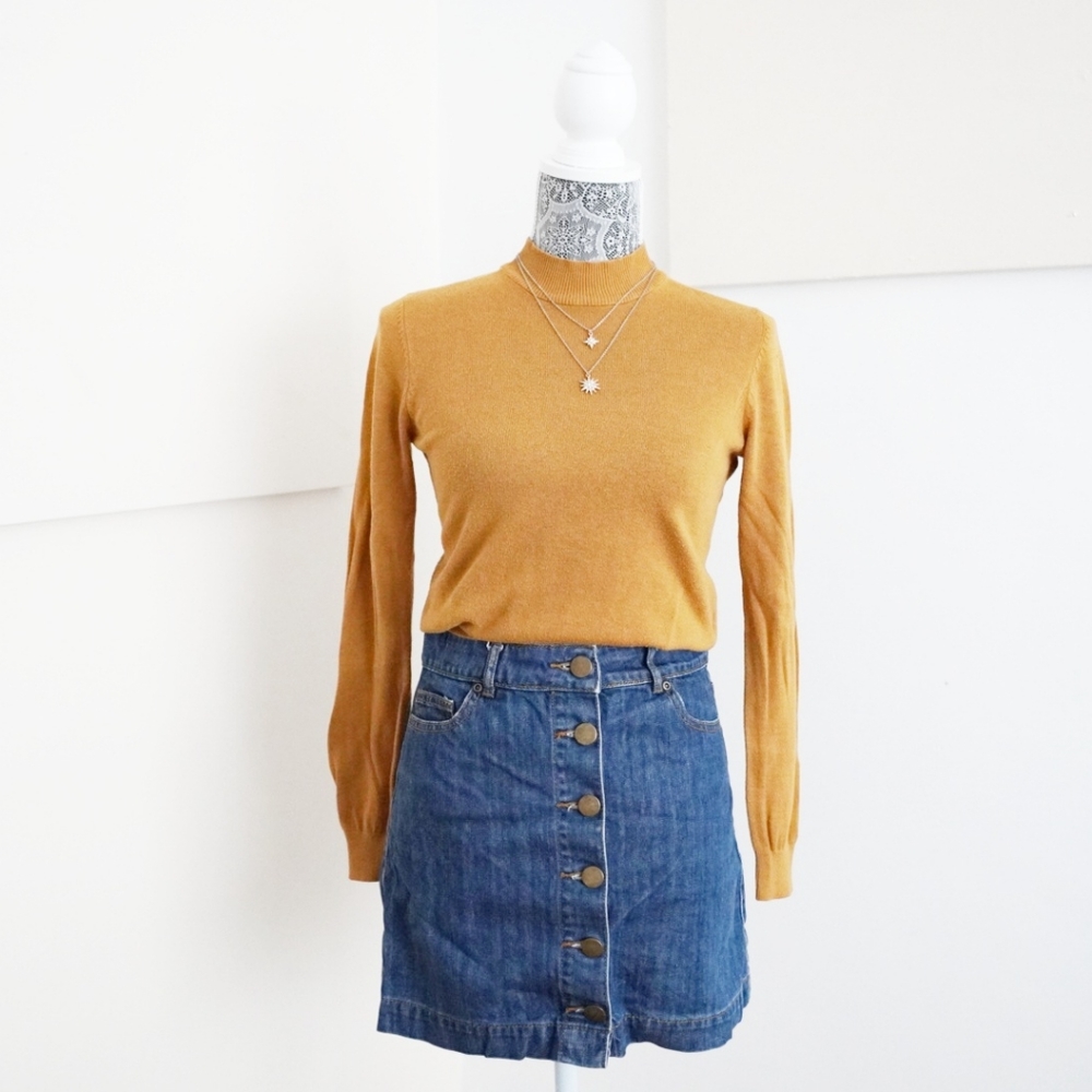Forever 21 Yellow Mockneck Long Sleeve Sweater